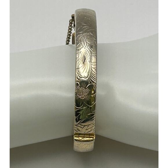 Sunflower Leaves Gold Tone Hinged Bracelet 6 3/4" - Picture 2 of 10